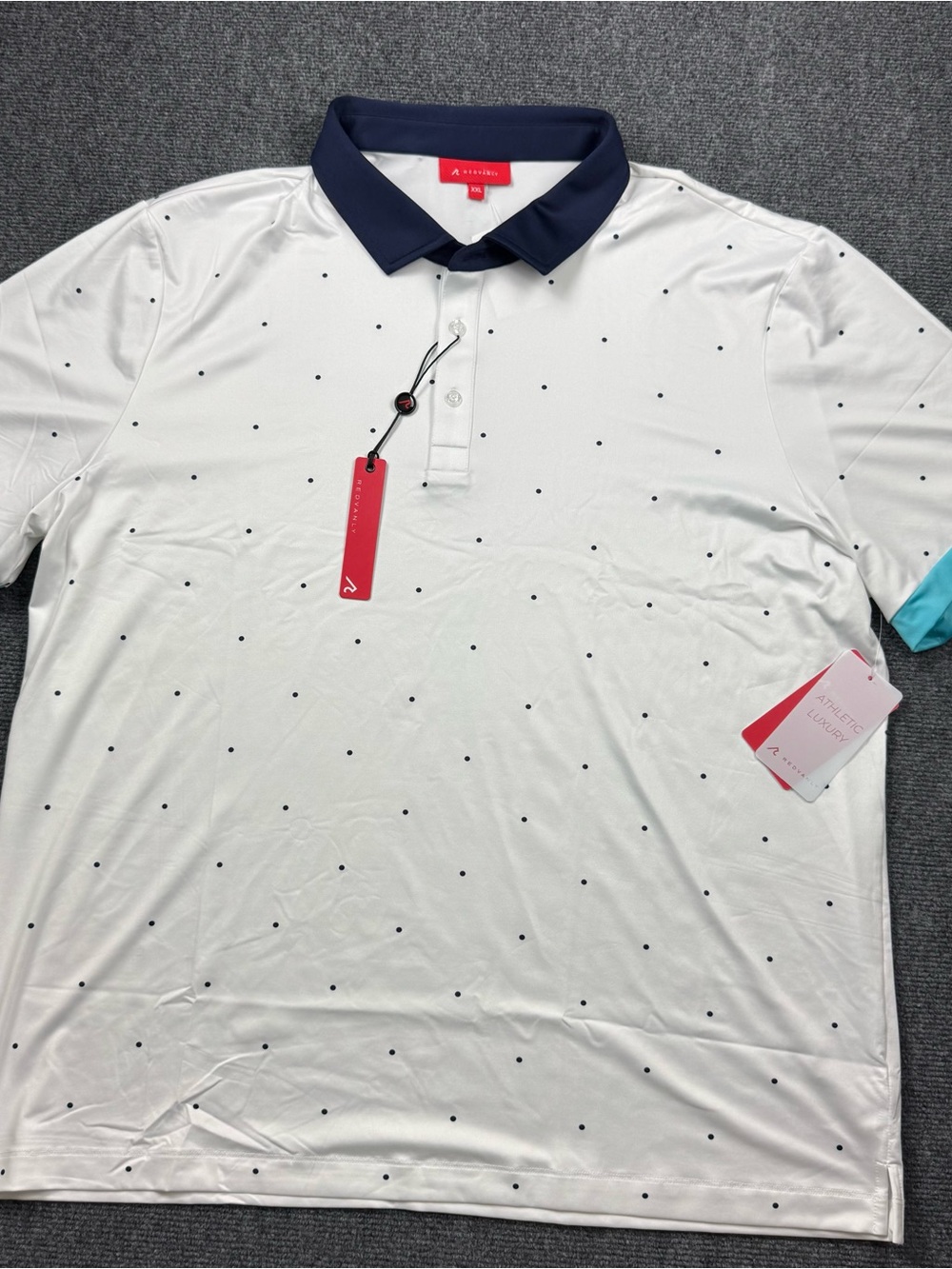 Redvanly Men’s Ramey Polo Shirt Polka Dot Size XXL Bright White 1003